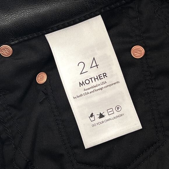 MOTHER NWT The Insider Flood Pants Women’s Size 24 Black Faux Leather - Picture 5 of 9